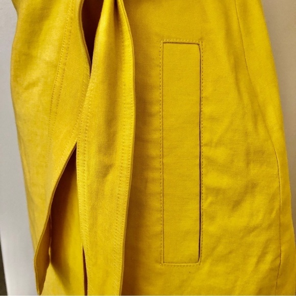 A.L.C. Linen Walker Ruffle Midi Wrap Dress. Yellow. Size 2 - Picture 9 of 16
